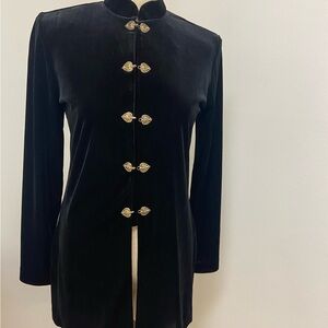 J.B.S. Black Velvet Blazer with Gold Buttons